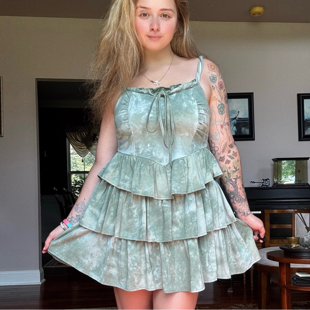 Light Green Ruffle Dress - CIDER